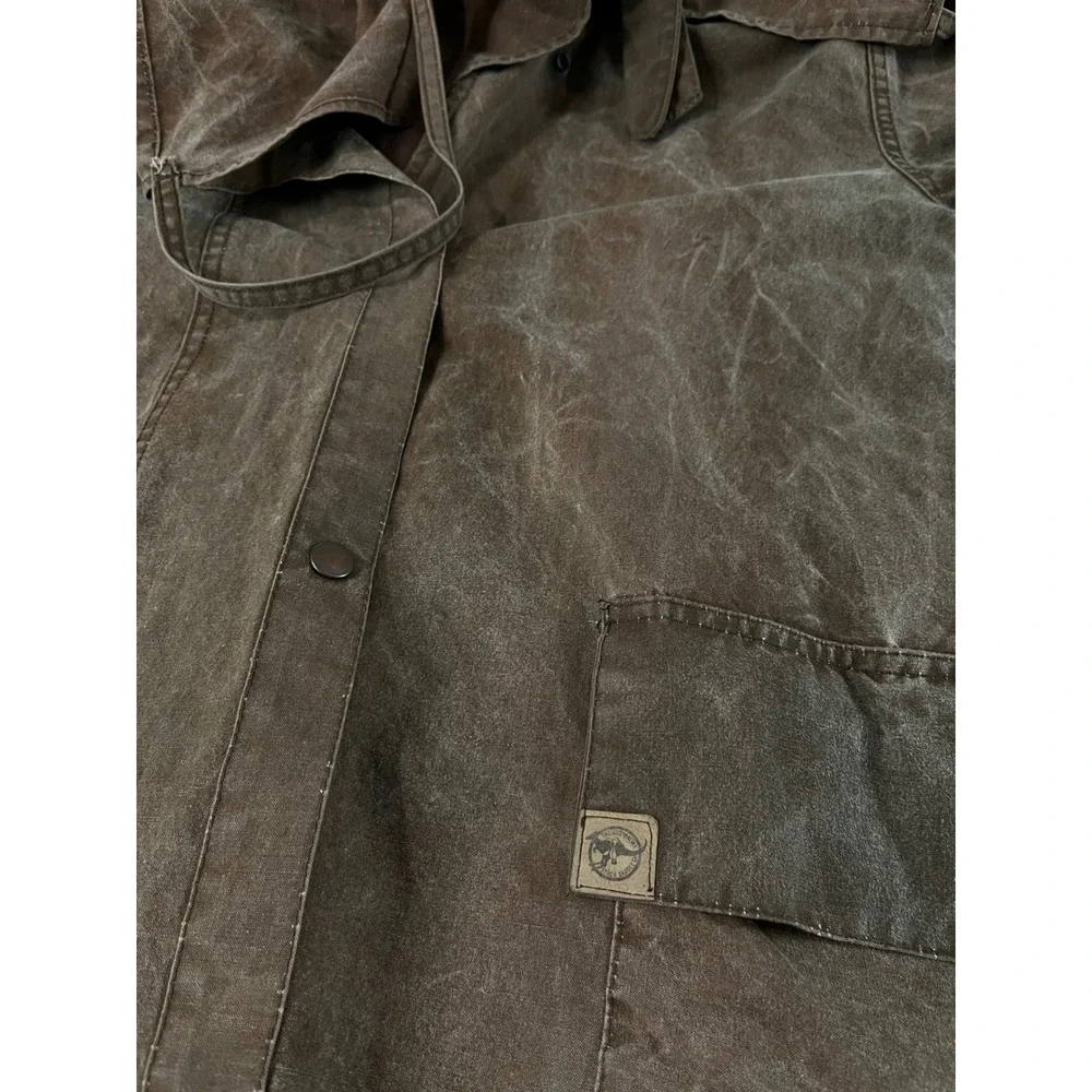 Australian Stock Saddle Co Cattlemans Coat Mens Size 7 Brown Waxed Cotton Duster
